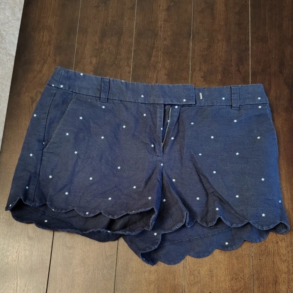 J. Crew Dark Blue Scalloped Hem Shorts